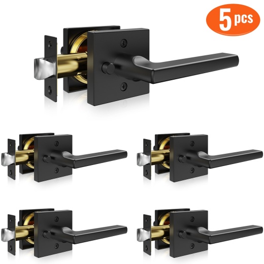 Vevor Privacy Door Handle, 5-Pack Matte Black Door Lever