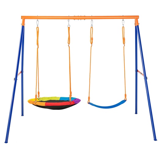 Vevor Swing Sets For Backyard - 1 Saucer 1 Belt Swing Seat A-Frame Metal Stand