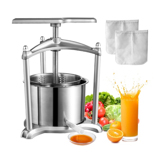 Vevor Fruit Wine Press, 1.6 Gallon/6L, 2 Stainless Steel Barrels