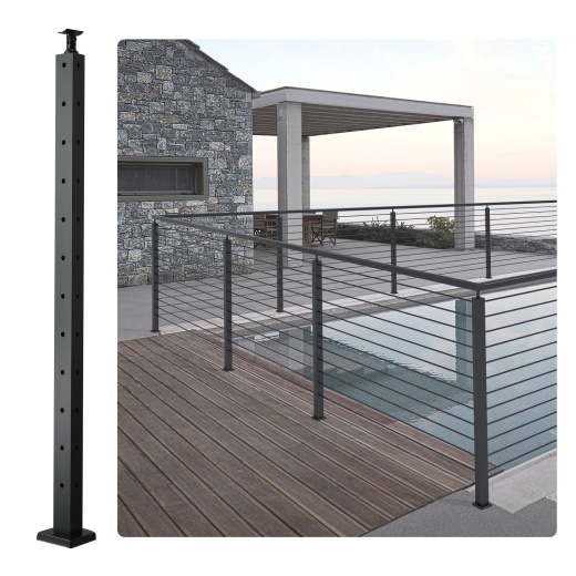 Vevor Cable Railing Post, 42" X 1" X 2" Steel L-Shaped Hole Corner Railing Post