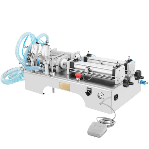 Vevor Horizontal Liquid Filling Machine 100-1000Ml - Automatic Double Heads Pneumatic Filler