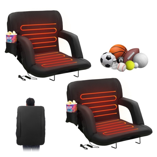 Vevor Double Heated Stadium Seat with Back Support - Portable Bleacher Chair