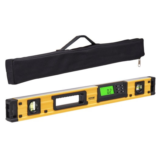 Vevor Magnetic Torpedo Level, 600mm LED Backlit Screen Mechanical Bubble Vials Ruler