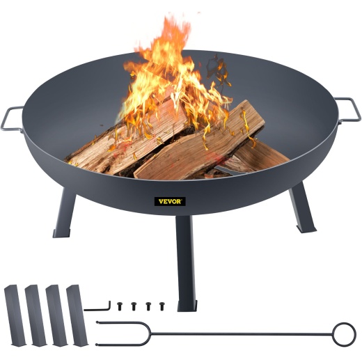 Vevor 34-Inch Round Carbon Steel Fire Pit Bowl for Outdoor Use