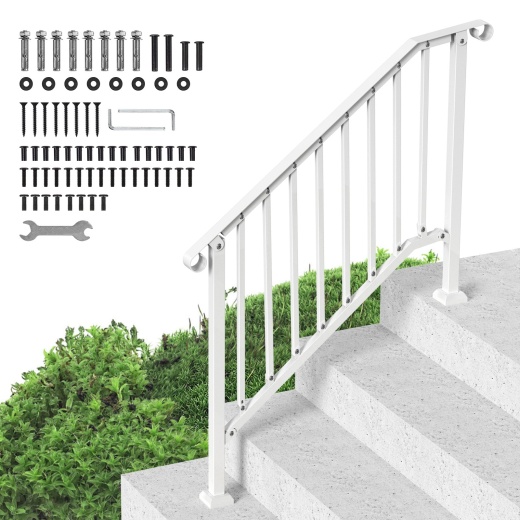 Vevor 3-4 Step Handrails For Outdoor For Seniors Porch Deck Retro Arch White