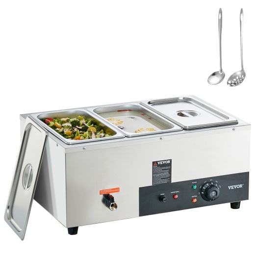 Vevor 3-Pan Commercial Food Warmer - Electric Steam Table for Restaurants and Catering