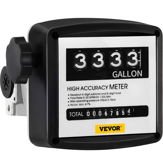 Vevor Mechanical Fuel Meter 5 To 30 Gpm Digital Diesel Fuel Flow Meter Black Fuel Meter Diesel