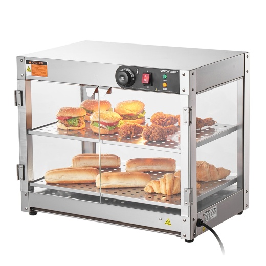 Vevor 2-Tier Commercial Food Warmer Display Countertop Pizza Cabinet With Light