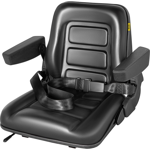 Vevor Universal Forklift Seat - Black PVC Tractor Seat with Armrests