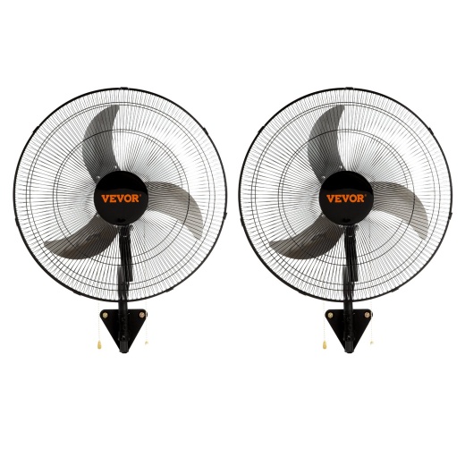 Vevor Wall Mount Fan, 2 Pcs 20 Inch Oscillating, 3-Speed High Velocity Max. 4000 CFM Industrial Wall Fan