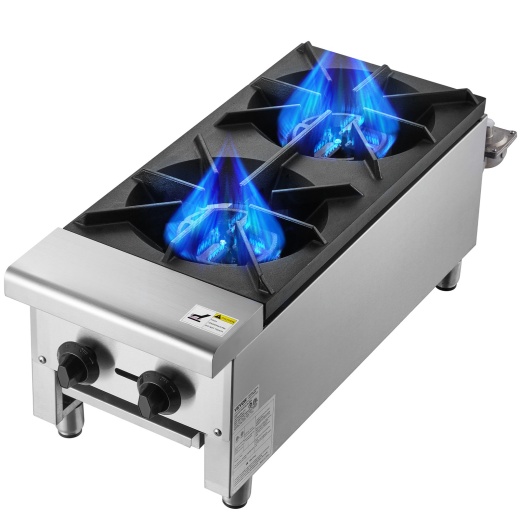 Vevor Commercial Gas Range Stove 2 Burners Countertop Cooking Hot Plate Kitchen