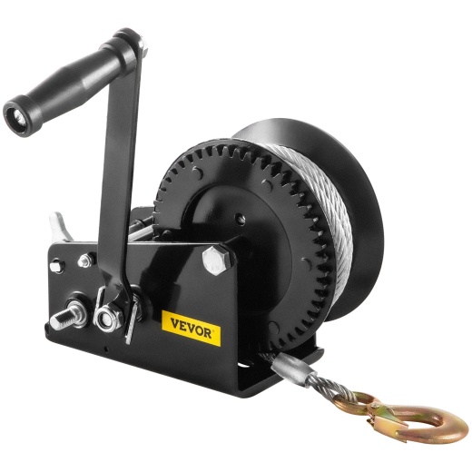 Vevor Rope Crank Heavy Duty Hand Winch - 3500 Lbs Capacity, 10m Wire Cable, and Alloy Hook