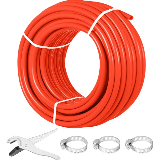 Vevor 1/2 Inch Oxygen Barrier PEX-B Tube - 300 Feet Red Pipe for Radiant Floor Heating