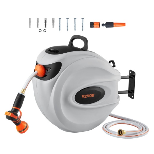 Vevor Retractable Hose Reel Water Hose Reel 115'x1/2" 180° Swivel Wall-Mounted