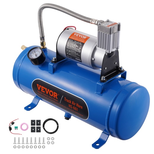 Vevor 12V Air Compressor with 1.6 Gallon Tank - Onboard Air System for Train Air Horns, Inflating Tires, Air Mattresses