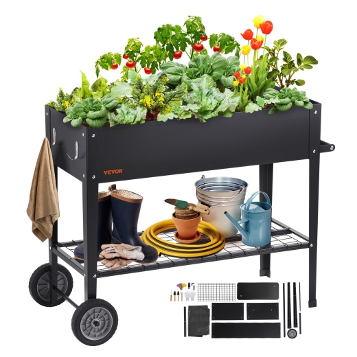 Vevor Raised Garden Bed - 42.5 X 19.5 X 31.5 Inch Galvanized Metal Planter Box