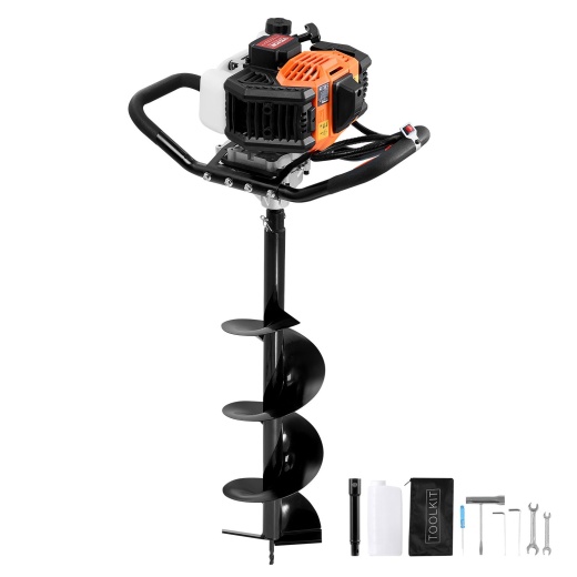Vevor Gas Post Hole Digger 52Cc 1450W With 8” Drill Bits & 1 Extension Rod