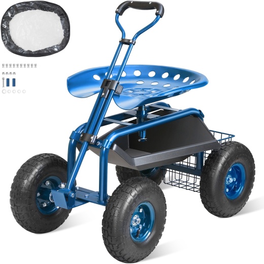 Vevor Garden Cart Rolling Workseat with Wheels