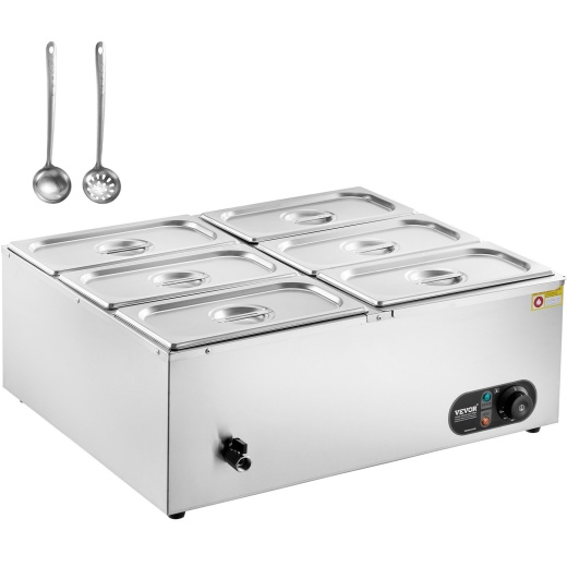 Vevor Commercial Electric Food Warmer Countertop Buffet 6*5Qt Pan Bain Marie
