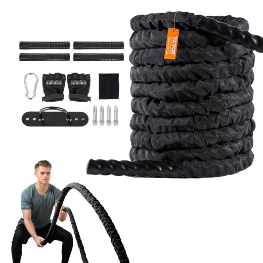 Vevor Battle Rope 1.5" 40Ft Gym Workout Strength Training Exercise Fitness Rope