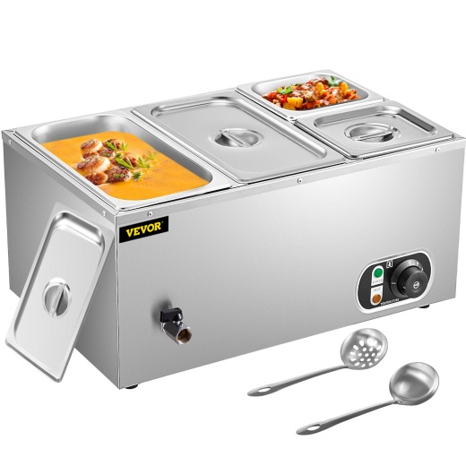 Vevor 110V Commercial Food Warmer - 14.8 Qt Stainless Steel Bain Marie