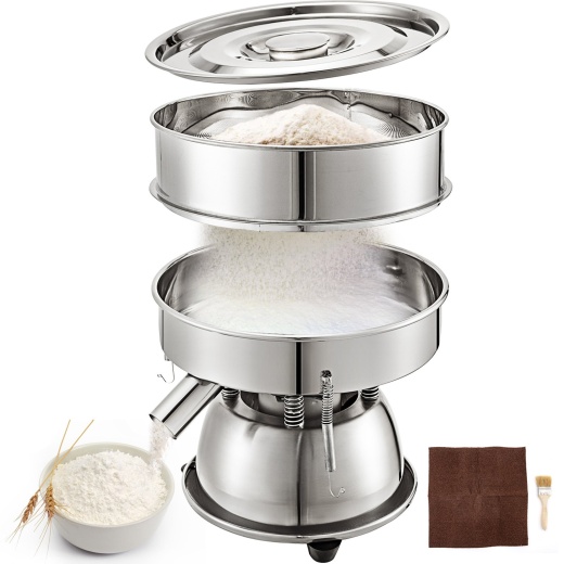 Vevor Automatic Sieve Shaker - 12 Mesh + 80 Mesh Flour Sifter Electric Vibrating Sieve Machine