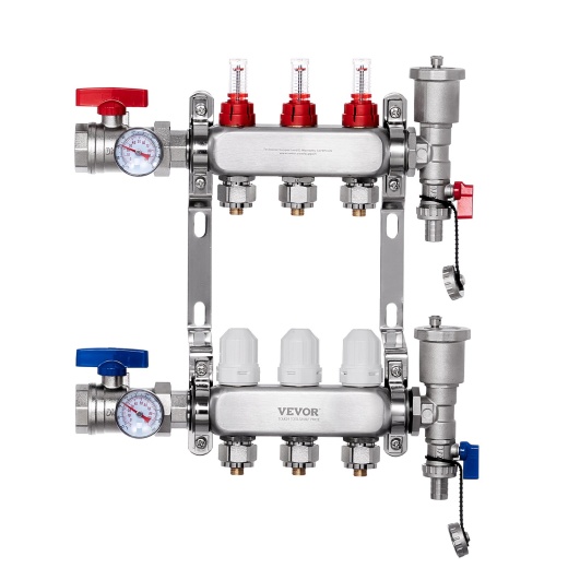 Vevor 3-Branch Radiant Heat Manifold 1/2" Pex Tubing Floor Heating Manifold Set