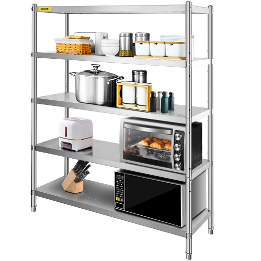 Vevor Stainless Steel Shelving 60X18.5 Inch 5 Tier Adjustable Storage Unit