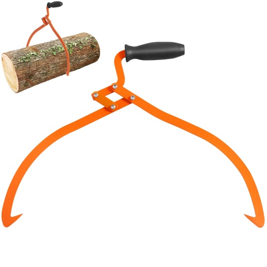 Vevor Log Tongs, 20 Inch 2 Claw Logging Skidding Tongs Non-Slip Grip, Steel Hand Log Grapple