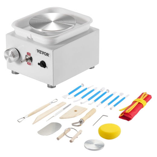 Vevor Mini Pottery Wheel Electric Ceramic Wheel Machine 0-320Rpm Speed White