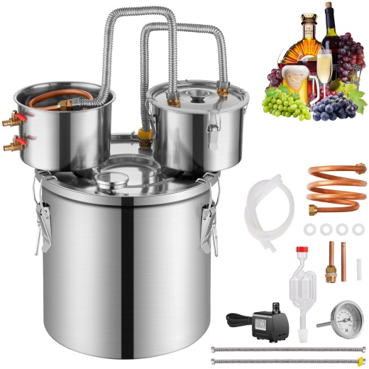Vevor Moonshine Still Water Alcohol Distiller 8Gal W/Thumper Keg & 8W Water Pump