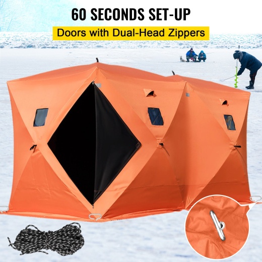Vevor 8 Person Ice Fishing Shelter - Portable Insulated Pop-Up Tent