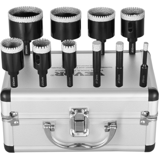 Vevor Diamond Core Drill Bit Set, 10 Pcs 6-50mm Diamond Hole Saw Kit