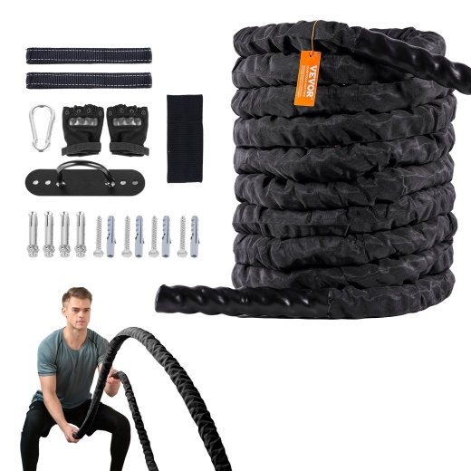 Vevor Battle Rope 1.5" 30Ft Gym Workout Strength Training Exercise Fitness Rope