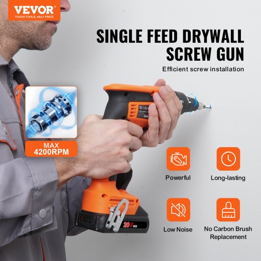 Vevor Drywall Screw Gun | 20V Max Cordless Drywall Screwdriver Kit