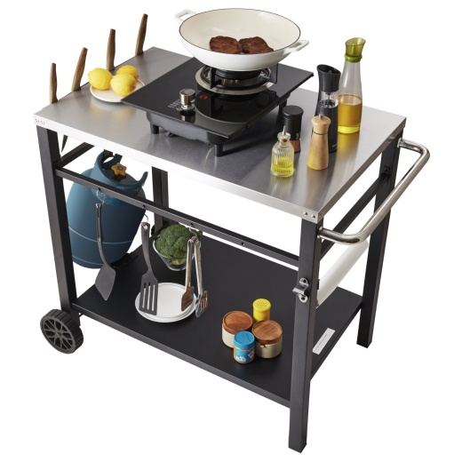 Vevor Outdoor Grill Dining Cart with Double-Shelf
