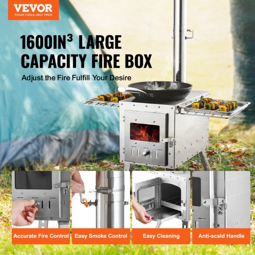 Vevor Wood Stove - 86 Inch Portable Wood Burning Camping Tent Stove