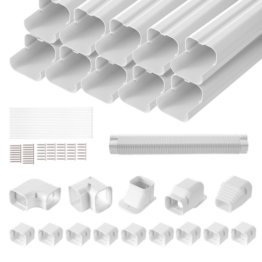 Vevor Mini Split Line Set Cover - 3-Inch W 17.7Ft L, PVC Decorative Pipe Line Cover for Air Conditioner