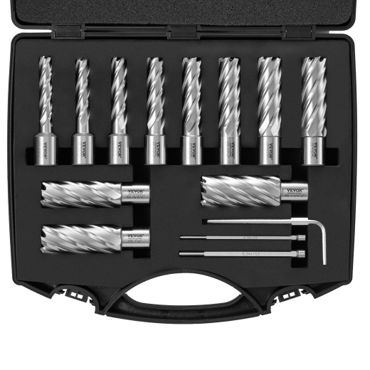 Vevor Annular Cutter Set - 13 Pcs Weldon Shank Mag Drill Bits