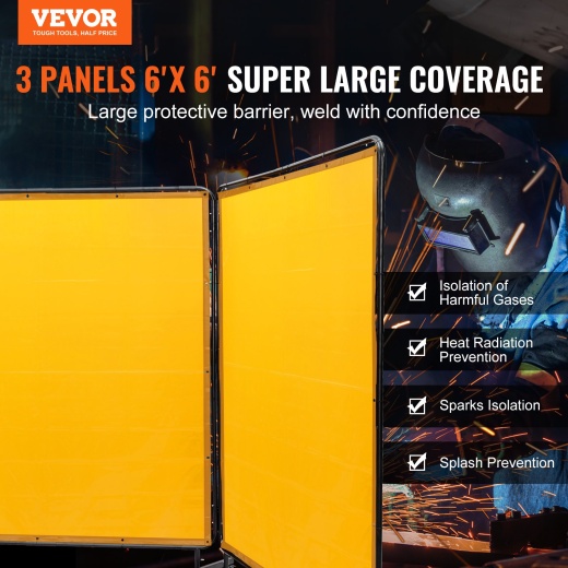 Vevor Welding Screen with Frame - 3 Panel Welding Curtain Screens