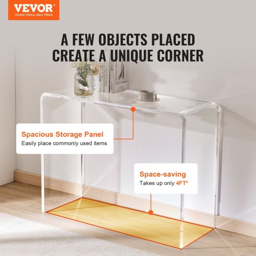 Vevor Acrylic Console Table, Clear Acrylic End Table, Transparent Acrylic Side Table