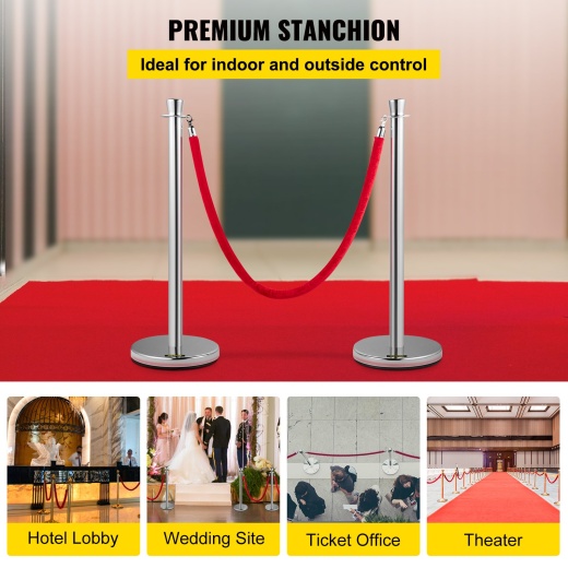 Vevor Crowd Control Stanchion Set with Red Velvet Rope