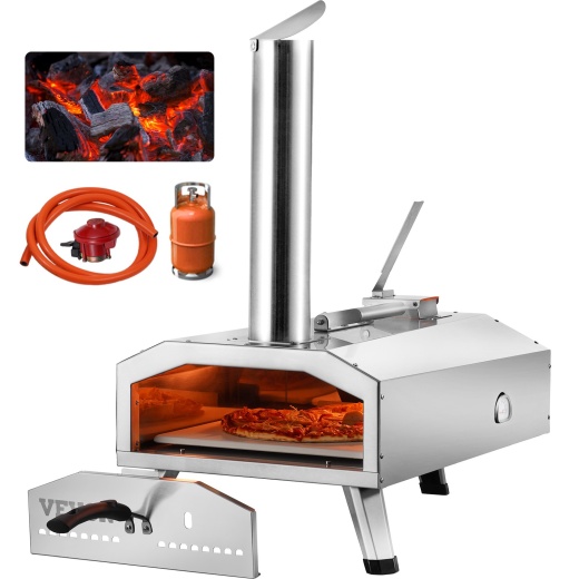 Vevor 12" Outdoor Pizza Oven Portable Pellet/Gas Pizza Oven Foldable For Camping
