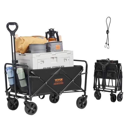 Vevor Collapsible Folding Wagon - Heavy Duty Beach Wagon Cart for Camping, Shopping, and Gardening