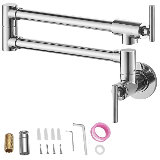 Vevor Pot Filler Faucet - Solid Brass Commercial Wall Mount Kitchen Stove Faucet