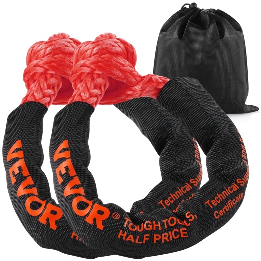 Vevor Soft Shackle Synthetic Recovery Rope 2Pcs 1/2"X22" 44092Lbs Break Strength