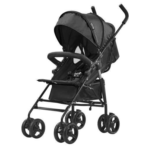 Vevor Lightweight Stroller Compact Easy Fold Adjustable Backrest Black Storage
