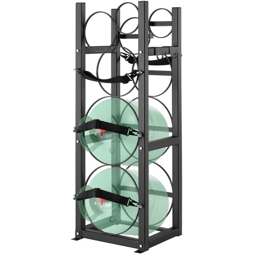 Vevor Refrigerant Tank Rack with 2 x 30lbs and Other 3 Small Bottle Tanks