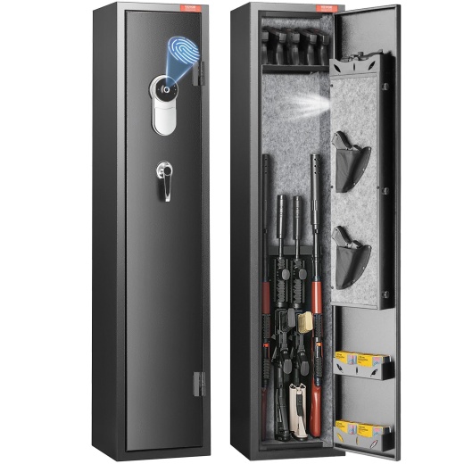 Vevor 5 Rifles Gun Safe with Fingerprint Lock - Quick Access Rifle Safe for Home Security