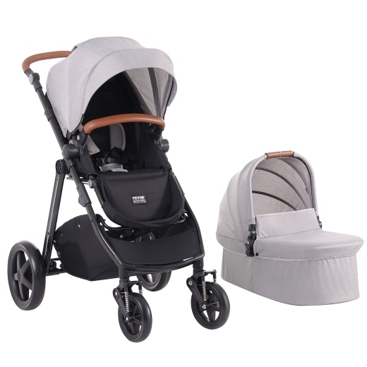 Vevor Stroller Travel System With Bassinet Playard Baby Combo Set Light Gray